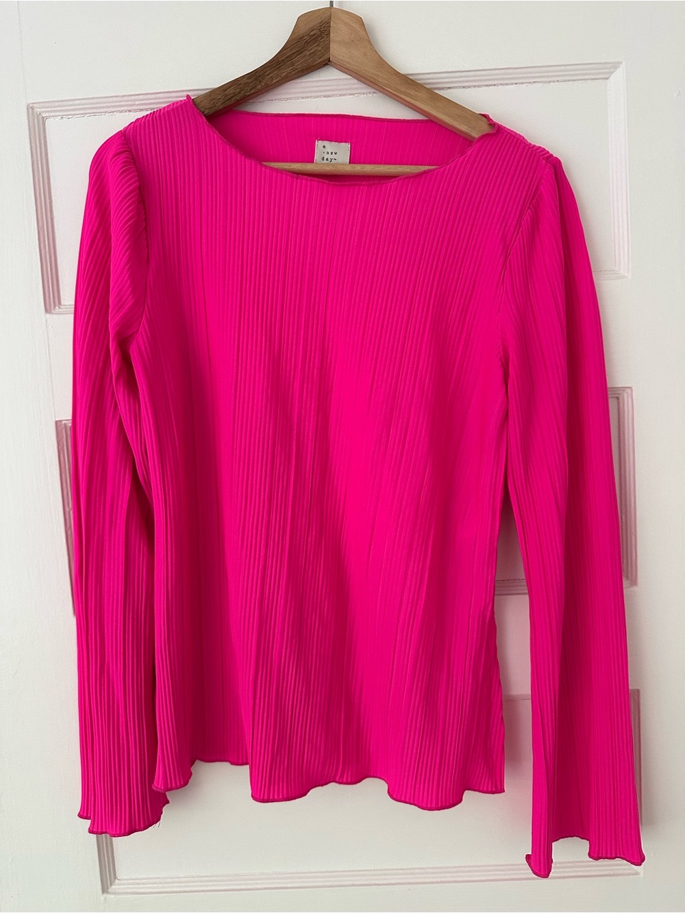 a new day Hot Pink Ribbed Long-Sleeve Top